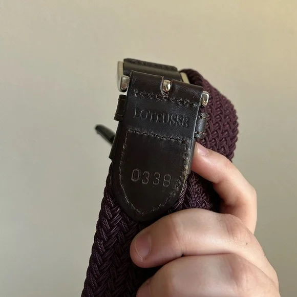 Lottusse Men’s Purple Braided Leather Belt Size 42 - Picture 3 of 5